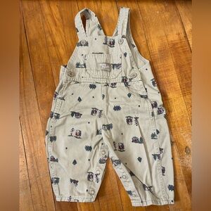 Oshkosh B’ Gosh Vintage Rare Vestbak Teddy Bear Camping Overalls 12M Khaki